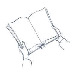 Hands are holding a book. Vector drawing