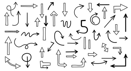 Collection of hand drawn arrows and symbols