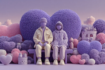 A group of people in the park admiring an old stone religious statue of an angel