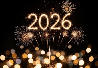 Sparkling 2026 new year fireworks celebration bright lights and festive occasion