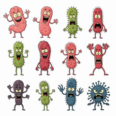 Cute Little Cartoon Monsters with Different Facial Expression Big Vector Set