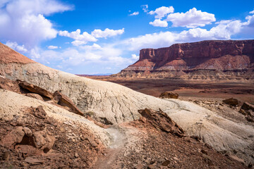 hiking near moab in canyonlands island in the sky in utah, usa