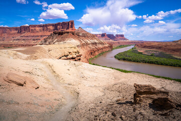 hiking near moab in canyonlands island in the sky in utah, usa