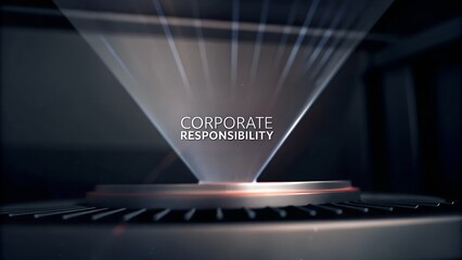 Corporate responsibility message displayed as a hologram, symbolizing ethical business practices and sustainable development initiatives for companies
