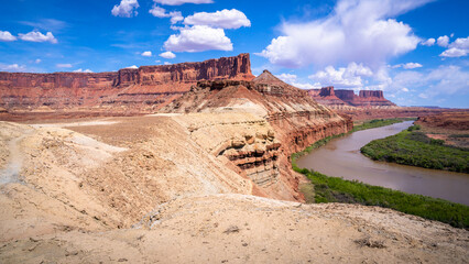 hiking near moab in canyonlands island in the sky in utah, usa