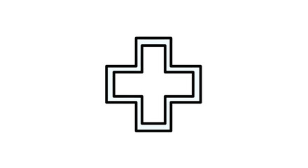 Fototapeta premium Minimalist Medical Symbol Design Featuring White Cross Against Black Background