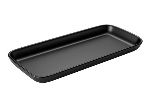 Black Rectangular Serving Tray isolated on a transparent background