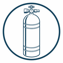 Simple icon of a scuba diving air tank within a circle outline