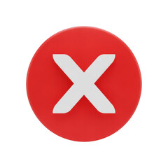 Obraz premium Bold red circle with white x symbol indicating error or stop signal transparent background