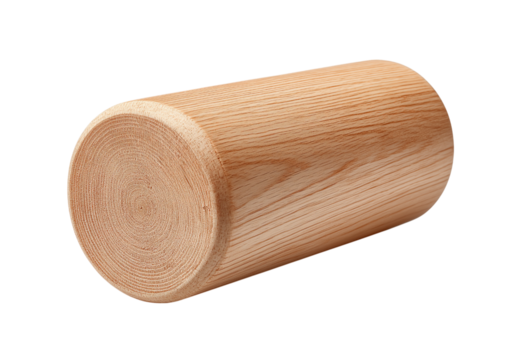 Wooden cylinder with wood grain texture isolated on a transparent background - Powered by Adobe