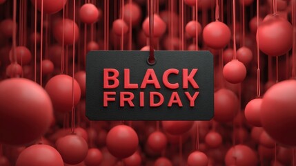 Black Friday sign among red baubles