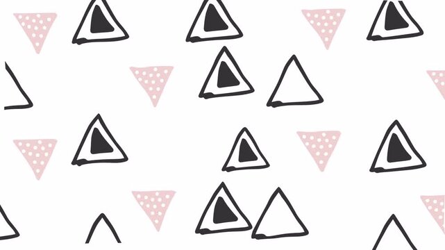 Hand Drawn Black and Pink Triangles Animated Pattern Loop.