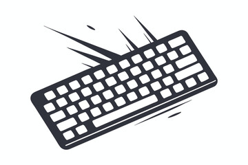 Isolated keyboard silhouette features stylized motion lines, creating a dynamic and energetic technological symbol