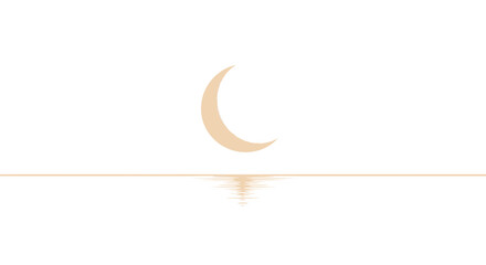 Obraz premium Minimalist Moon Above Water and Reflections Depicting a Calm Night Sky Scene