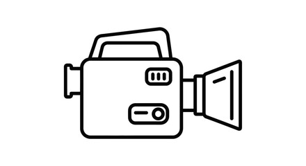 Fototapeta premium Minimalist Outline Illustration of a Video Camera Against A Deep Black Backdrop