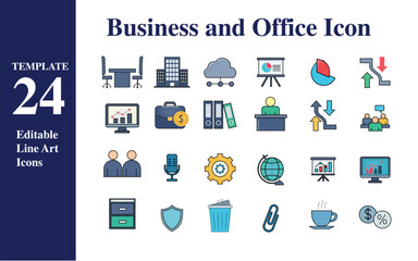 Modern business and office illustration with professional elements and corporate themes