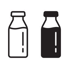 Milk Jar and Bottle Icon Set – Dairy Drink and Farm Product Symbols