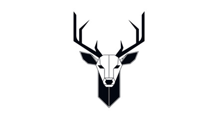 Fototapeta premium Minimalist Stag Head Silhouette Depicted With Geometric Shapes Over a Black Background