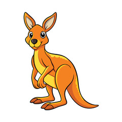 Cheerful orange kangaroo smiles broadly, presenting a cute cartoon animal on a white background