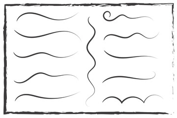 Collection of Hand Drawn Swirls and Wavy Lines in a Brush Stroke Frame underline