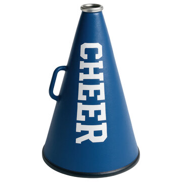 Blue Cheerleading Megaphone White Lettering Sports Events