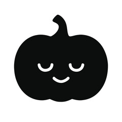 Cartoon cute pumpkin face silhouette with tiny nose and baby smile