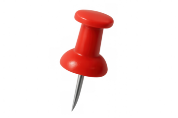 Red pushpin holding ideas, important notes, and reminders on a board, showing organization and attachment