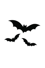 “Group of three bats silhouettes in motion, minimal Halloween