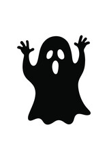 Floating ghost with hands raised, shadow style on white background&rdquo;