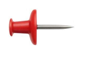 Red pushpin pushing a concept on transparent background, stationery item pinning ideas, office equipment for notices