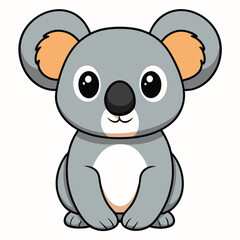 Cartoon koala bear with big eyes sits, presenting its gray and peachcolored fur