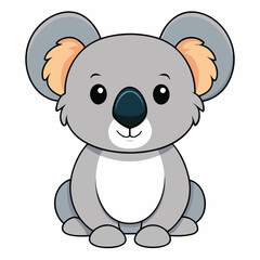 Cartoon koala sits cutely while featuring adorable big ears and a sweet friendly face