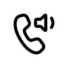 Black outline of a telephone receiver with a speaker icon indicating sound or volume adjustment feature