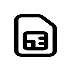 Fototapeta premium Illustration of a sim card with rounded edges and a distinctive notch in the corner in black and white