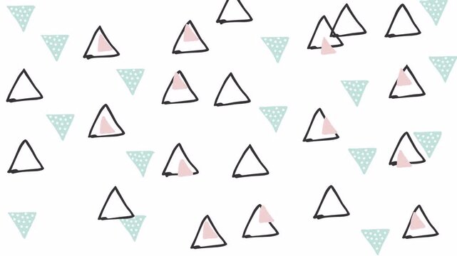 Hand Drawn Triangles Pattern Background Simple Geometric Shapes.