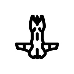 Illustration of a stylized black and white figure resembling a futuristic spaceship or an abstract creature