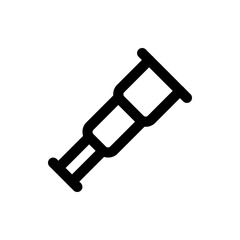 Illustration of a black and white crutch used for medical support and mobility assistance for injured people