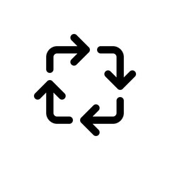 Fototapeta premium Black square formed by four arrows pointing in a circular direction with rounded corners on a white background