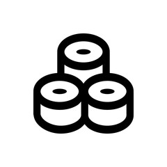 Illustration of three cylindrical objects stacked on top of each other in a simple black and white style