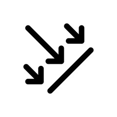 Three black arrows pointing downwards towards a diagonal line in a simple graphic illustration style