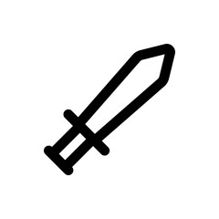 Illustration of a simple black sword with a hilt and a blade on a white background in a vector format