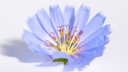 Obraz premium shaggy. Light blue flower with fluffy petals displayed against white background, gardening catalogs, home-decor guides, designed for gardening and botanical catalogs. 