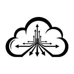 Fototapeta premium Abstract cloud with arrows symbolizing data flow and network connectivity