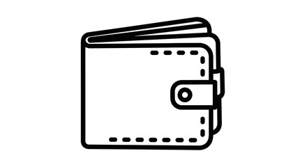 Obraz premium Minimalist Wallet Icon Depicting Finance and Wealth in Black and White Outline Design