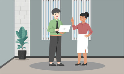 Two business colleagues discu...