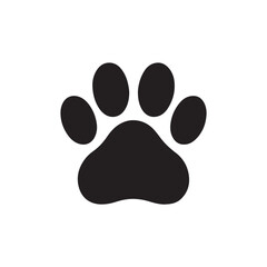 A stylized paw print vector is a common icon for dog and cat animal pet footprint illustration design or symbol
