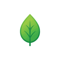 A vibrant green leaf or plant icon on a white background symbolizing nature, eco-friendliness, and organic growth in a simple vector illustration