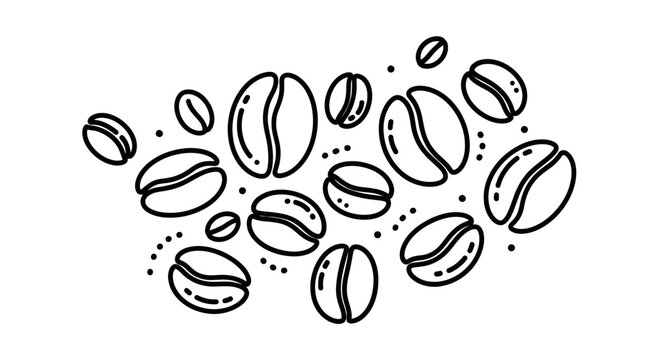 Minimalistic Coffee Bean Outline Design on Black Background Perfect For Coffee Lovers