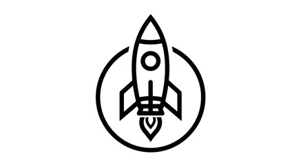 Minimalistic Depiction Of A Rocket Launching Within A Circular Space Shape