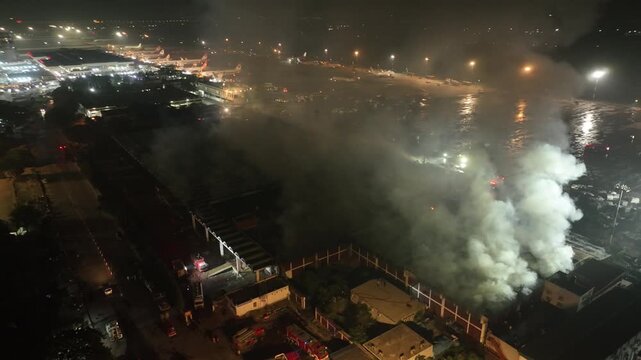 Aerial video of the Dhaka airport fire spot in Bangladesh